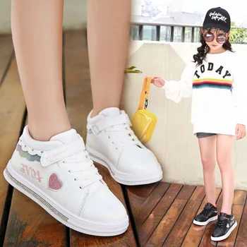 

Children Shoes School Tennis Shoes Lovely Girls Princess Casual Shoes Kids Running Sneakers Sequins Black/pink/white