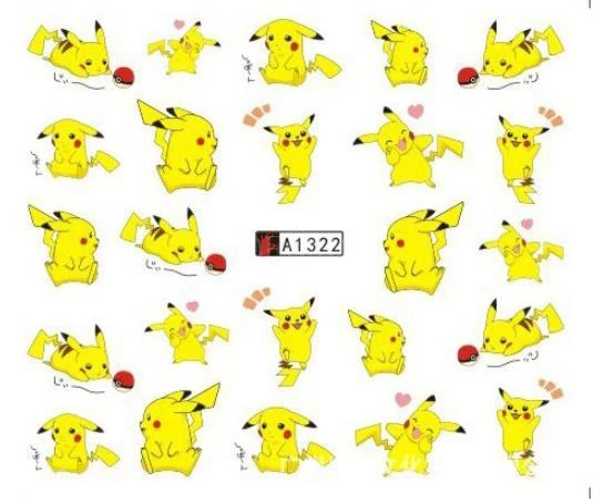 

Nail Art Sticker Water Decals Nails Tattoo Slider Cartoon Anime Pikachu Lovely Designs Decoration Manicure Pegatina Foil Wraps