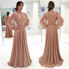 Long Sleeves Chiffon Mother of the Bride Formal Godmother Evening Wedding Party Guests Gown robe de soirée de mariage платье
