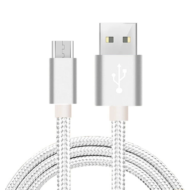 Кабель Micro USB, нейлоновый кабель для быстрой зарядки и синхронизации данных для samsung A5, J7, S7, S6, huawei, Xiaomi, sony, шнур зарядного устройства 2 м/3 м - Цвет: Silver