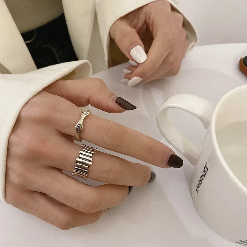 Silver Color Ring silver rings silver ring Man Woman Creative Personality Irregular Splicing Trendy Geometric Simple Fashion Temperament Gifts