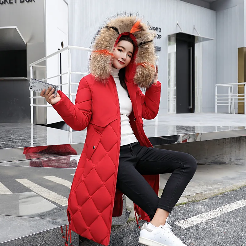 

2019 Winter New Style down Jacket Cotton-padded Clothes Women's Large Size Mid-length over-the-Knee Slim Fit Cotton-padded Cloth