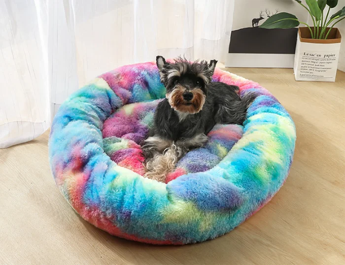 Bonzerpet кровать для собак длинная мягкая плюшевая меховая цветная глубокая Спящая собака кошка моющаяся домашняя Нескользящая круглая подушка коврик для домашних животных диван