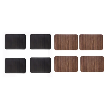 

4Pcs Imitation Wood Grain Placemat PU Pad Waterproof Non Slip Table Mats Insulated Coaster Home Wedding Decoration Dinner Placem