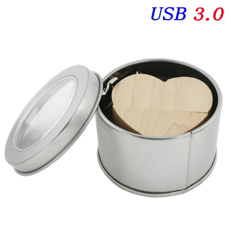 SHANDIAN USB флеш-накопитель с деревянным сердцем 64 ГБ 32 ГБ 16 ГБ 8 ГБ 4 ГБ u-диск USB 3,0 карта памяти Фотография Свадебные подарки - Цвет: Maple wood box