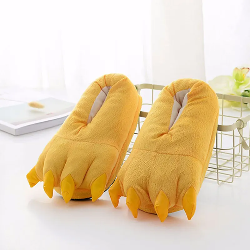 yellow Тапочки с животными кигуруми для детей и взрослых; цельная Пижама; тапочки для женщин и мужчин; забавные праздничные Вечерние туфли на Рождество и Хэллоуин; домашняя обувь - Цвет: yellow