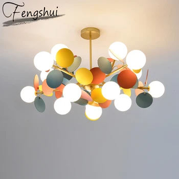 

Modern Cartoon Chandelier Lighting Ceiling Living Room Lightings Kid Room Ball Colour Nordic Lighting Kitchen Chandeliers Lustre