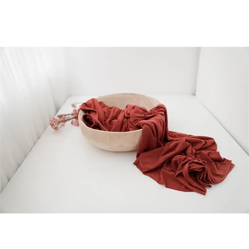 Super Comfortable Newborn Stretch Wrap Baby Filler New Photography Pic Shooting Baby Basket born Blankets Baby Swaddle Newborn - Color: wine red