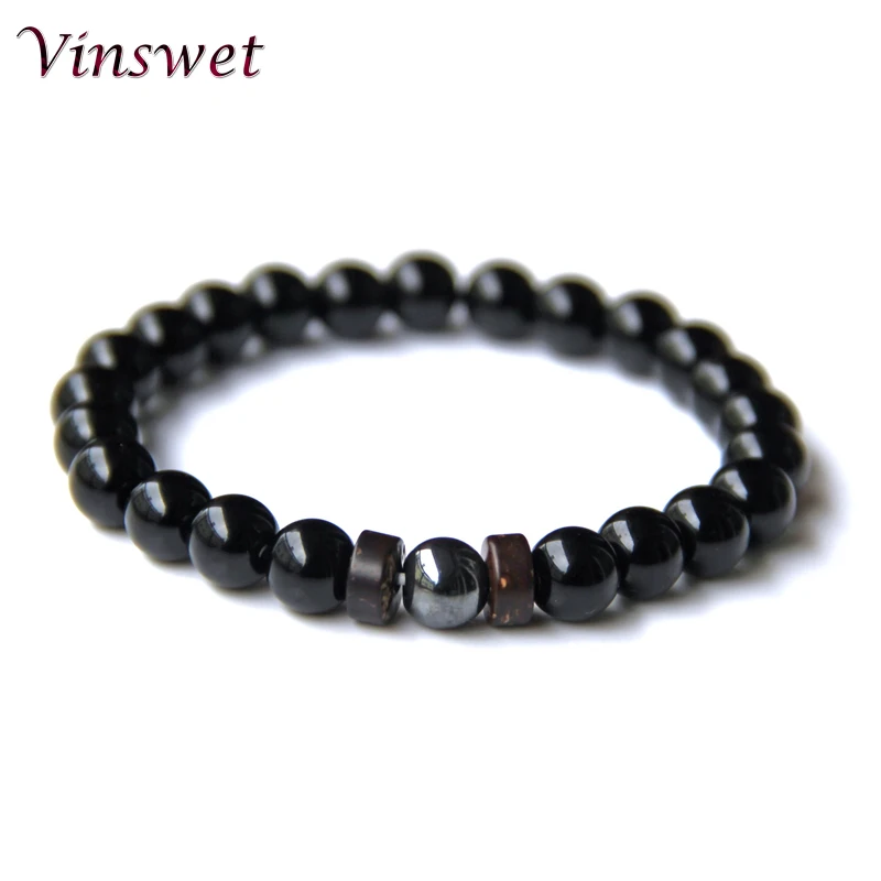 Мужской браслет из натуральной лавы оникс тигровый хрусталь бусина тибетская