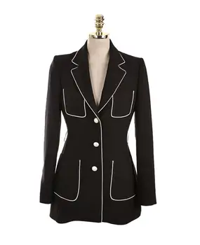 

2019 Deep V-Neck Lapel Jacket Hit Color Slim Suits Women Mini Blazer Long-Sleeved Coat Cardigan With Belt