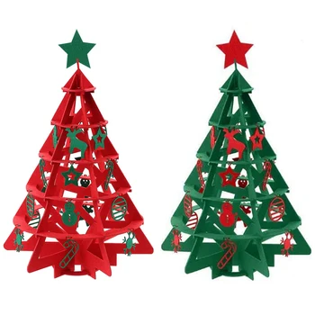 

3D Felt DIY Christmas Tree with 26 Pcs Detachable Ornaments for Xmas Kids Toddler Gifts Christmas Table Home Decoration