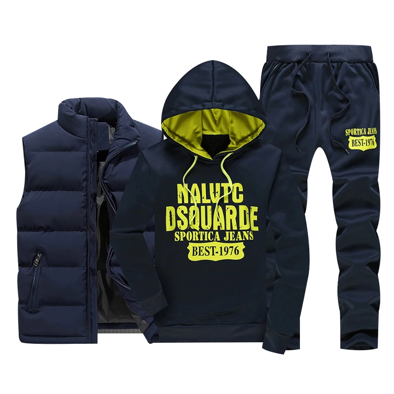 Men's Winter Tracksuits Casual Sportswear Sweatshirts Mens Set 3 Pieces Warm Vest Sweatpants Hoodie Letter Printed Plus Size 5XL Men's Winter Tracksuits Casual Sportswear Sweatshirts Mens Set 3 Pieces Warm Vest Sweatpants Hoodie Letter Printed Plus Size 5XL