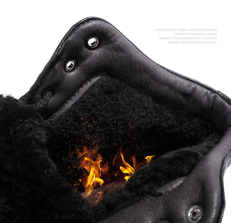 Ботинки из натуральной кожи Мужская очень теплая зимняя обувь мужские зимние ботинки из толстого плюша Водонепроницаемая нескользящая резиновая подошва для работы