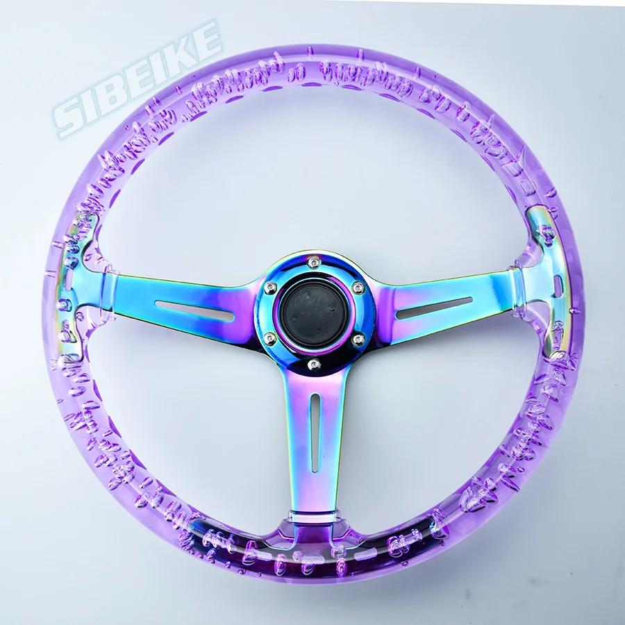 Universal Transparent Purple Steering Wheel Sport Acrylic 14inch Racing Sports Steering Wheel racing steering wheel