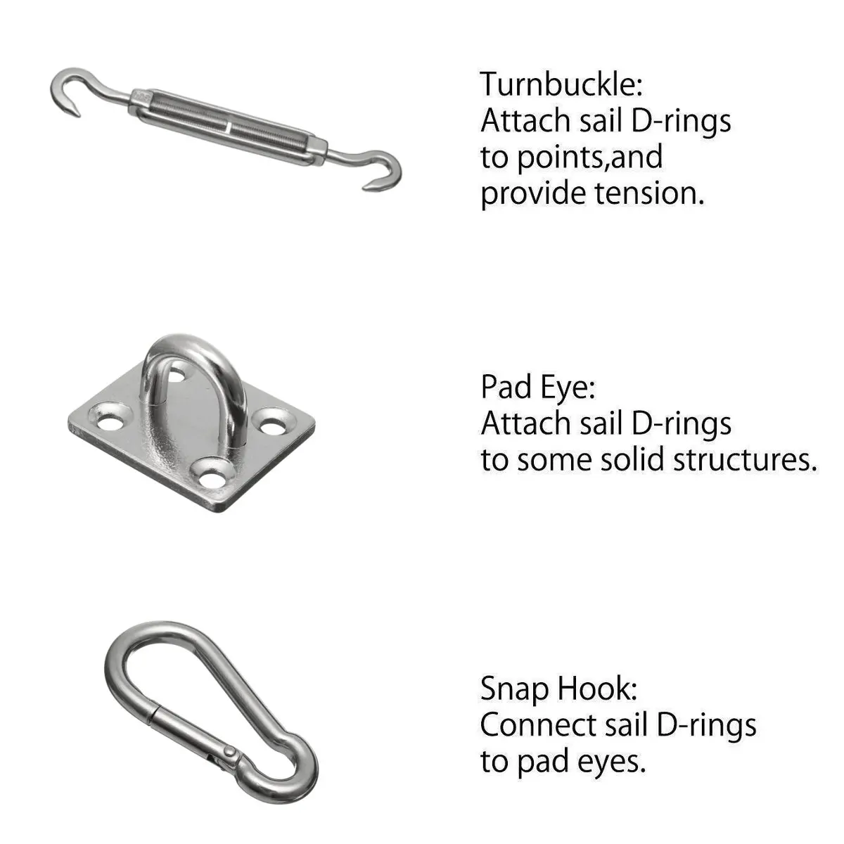 Натяжной тент из нержавеющей стали, Солнцезащитный комплект фиттингов, поворотная Пряжка, карабин, винт с петлей, тент, специальные фиксированные Аксессуары M5/M6/M8
