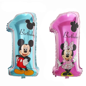 

50pcs Happy Birthday Party Decorative Balloons Mickey Minnie Balloons 18-inch Asterisk Hernia Foil Balloon Baby 1st Birthday
