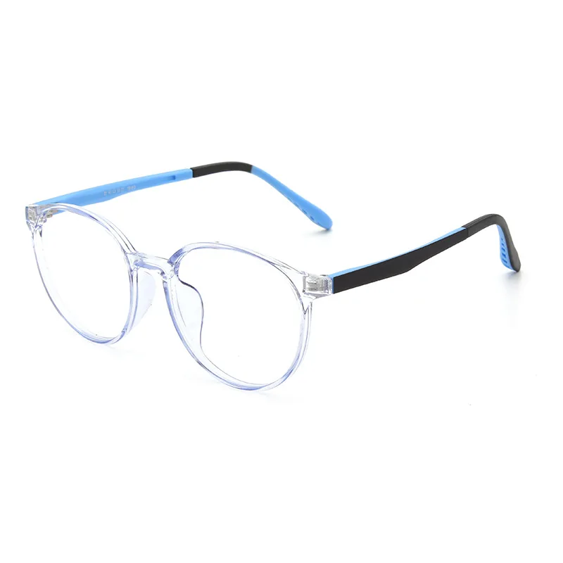 transparent blue Детские очки с защитой от синего света, круглые гибкие очки для мальчиков и девочек, блокирующие голубые очки для компьютера, защитные очки для компьютера - Цвет оправы: transparent blue