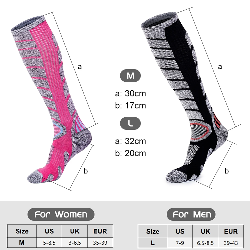 Lixada 2 пары носков Тепловая вентиляция чулки для катания на лыжах спортивные носки до колена для мужчин и женщин для активного отдыха походов альпинизма