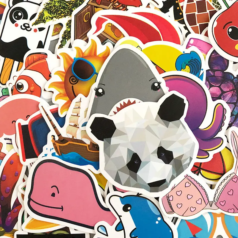 50 шт./лот модные розовые рисунки из мультфильма ПВХ наклейки Водонепроницаемый милый Декор из игрушек для автомобиля, подставка для ноутбука телефон ствола гитары велосипеда наклейка автомобилиста