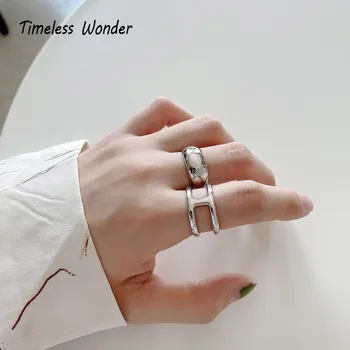 

Timeless Wonder 925 Sterling Sliver Geo Solid Band Stackable Rings Women Jewelry Punk Gothic Cocktail Top Ins Hiphop Boho 1146