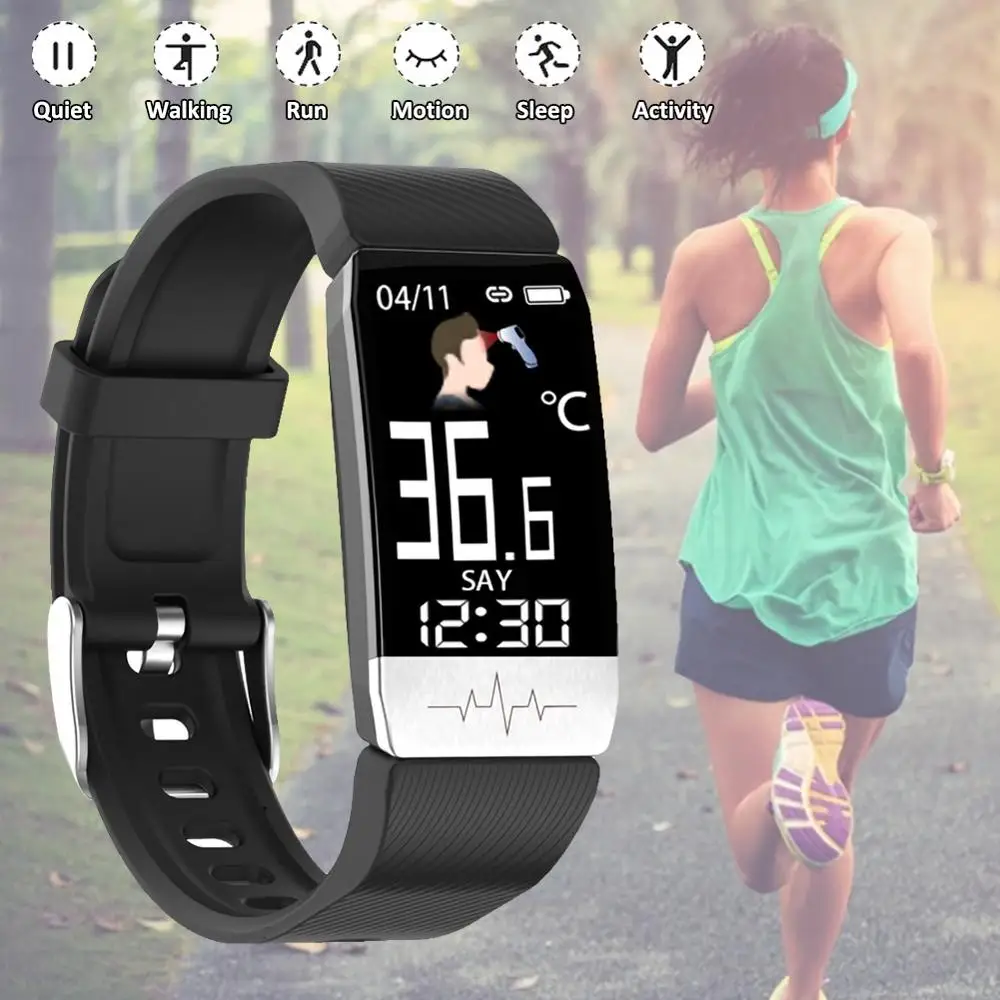 

T1S Smart Watch bracelet Women Men Kid Body Temperature Measure Blood Pressure Oxygen Heart Rate Monitor Health Smart Wristbands