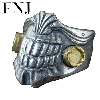 

FNJ 990 Silver Rings Teeth Punk Adjustable Size Open S990 Solid Silver Ring for Men Jewelry Fine
