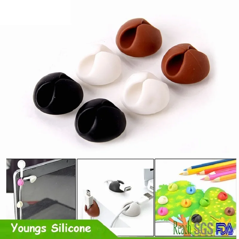 Cable Holder Silicone Cable Organizer Flexible USB Winder Management Clips Holder For Mouse Keyboard Earphone Headset