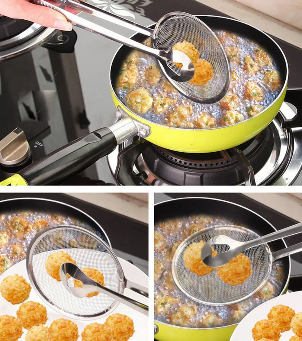 New Multi-functional Stainless Steel Clamp Strainer Filter Spoon With Clip Food Oil-Frying Salad BBQ Filter Kitchen Supplies New Multi-functional Stainless Steel Clamp Strainer Filter Spoon With Clip Food Oil-Frying Salad BBQ Filter Kitchen Supplies