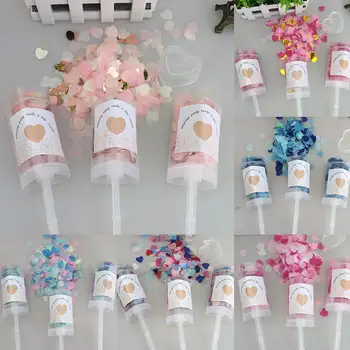 

New 10pcs Heart Push Confetti Poppers Heart-shaped Paper Push Tube DIY Baby Shower Birthday Wedding Party Decoration