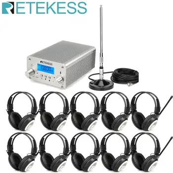 

Retekess Wireless Broadcast System TR502 15W FM Transmitter + 10pcs TR101 Headphone + Antenna for Church Meeting Translation