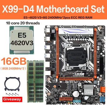 

JINGSHA X99 D4 Placa base con Xeon E5 4620 V3 LGA2011-3 CPU 2 pcs * 8GB = 16GB 2400MHz DDR4 ECC REG de memoria M.2 SSD SATA3