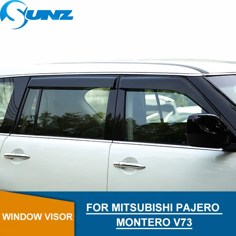 Боковые оконные дефлекторы для Mitsubishi Pajero Montero V73 ABS Black Sun Rain Guards автомобильный