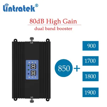 

Lintratek 80db gain 850 1900 dual band 850mhz 2g 4g LTE 1700 UMTS 1900 3G repeater celular signal booster phone amplifier dd