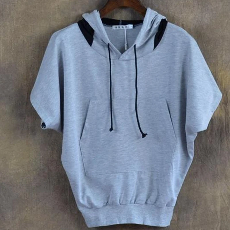 

Men's hoodie Spring and Autumn edition Korean fashion loose hoodie bat short sleeve large T-shirt men's casual hoodie size