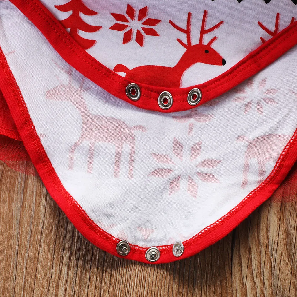 Рождественский костюм для малышей Детский Рождественский костюм с оленем и длинными рукавами для девочек Комбинезон из фатина детская праздничная одежда для девочек