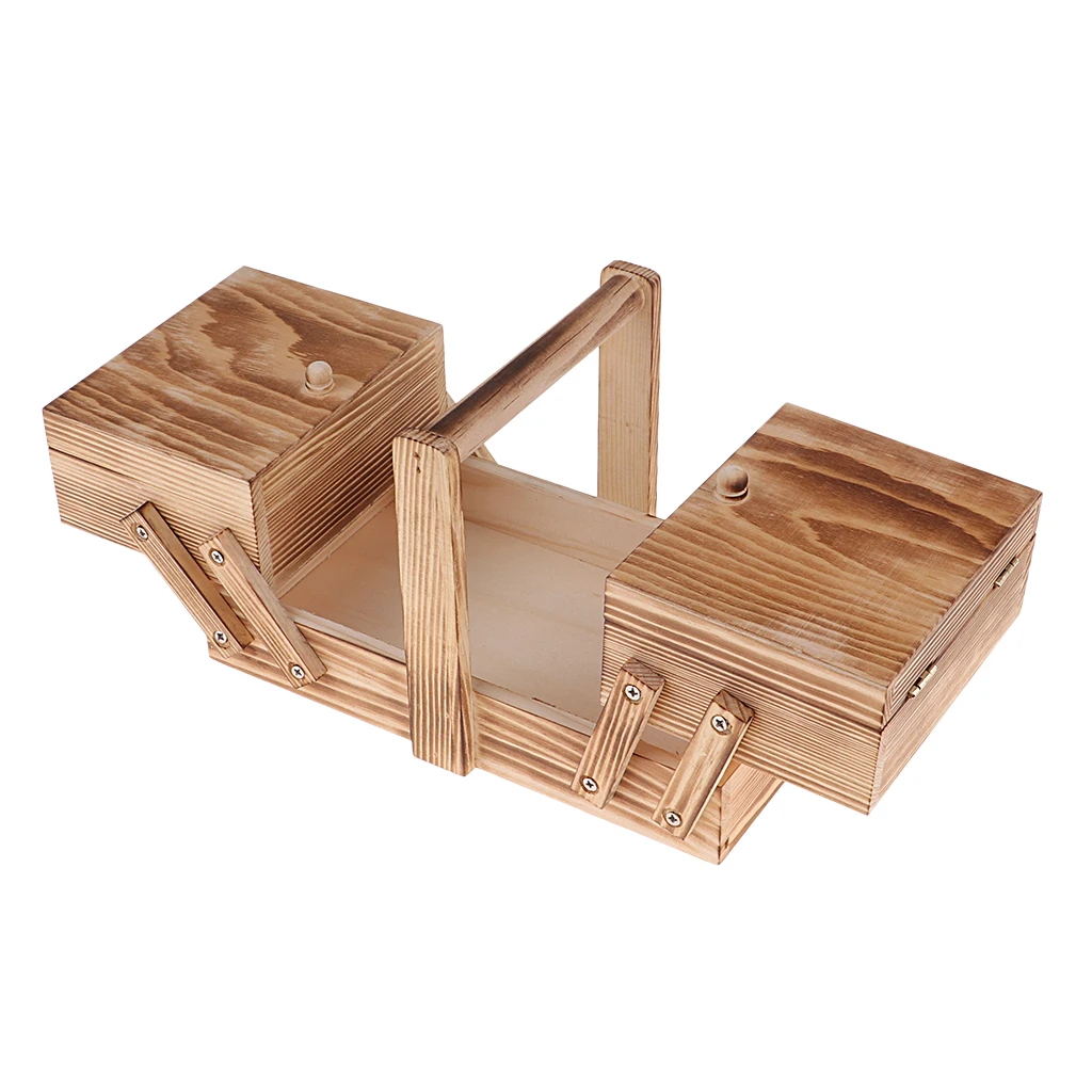 3 Drawer Wooden Cantilever Sewing Box Case for Woman Jewelry Necklace Holder
