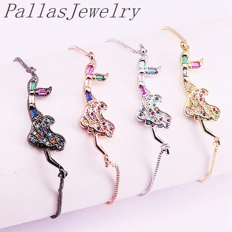 10 шт красивые ювелирные браслеты красочные CZ микро проложить медную цепь Радуга циркония браслеты