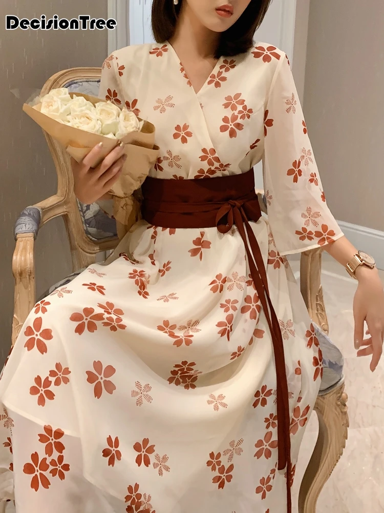 Женское кимоно с цветочным принтом, японское платье юката, японское кимоно, одежда Саске, v-образный вырез, длинное платье Акацуки