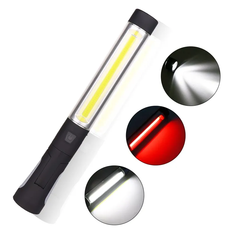

Hook Rechargeable White Red 360 Degrees Magnetic Flashlight Inspection Lamp COB LED Hand Torch Work Light For Car Repairing
