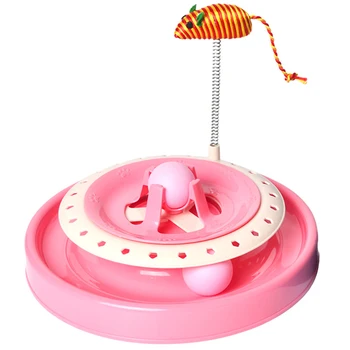 

Transer Dog Toys Cat Turntable Toy Cat Puzzle Crazy Play Plate Spring Mouse Cat Fuuny Toy Turntable Ball Pet Cat Toys