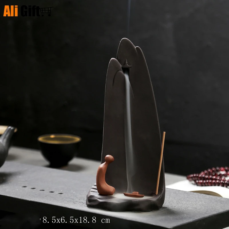 Creative Ceramic Mountain Incense Burner Smoke Waterfall Incense Burner