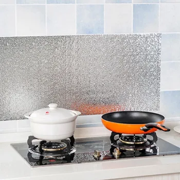 

Kitchen Wall Stove Aluminum Foil Oil-proof Stickers Anti-fouling High-temperature Self-adhesive Croppable Wallpaper Wall Sticker