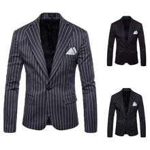 Деловой костюм плюс размер 4XL мужской модный Повседневный полосатый деловой Свадебный костюм лацкан Тонкий спортивный костюм блейзер Пальто блейзер