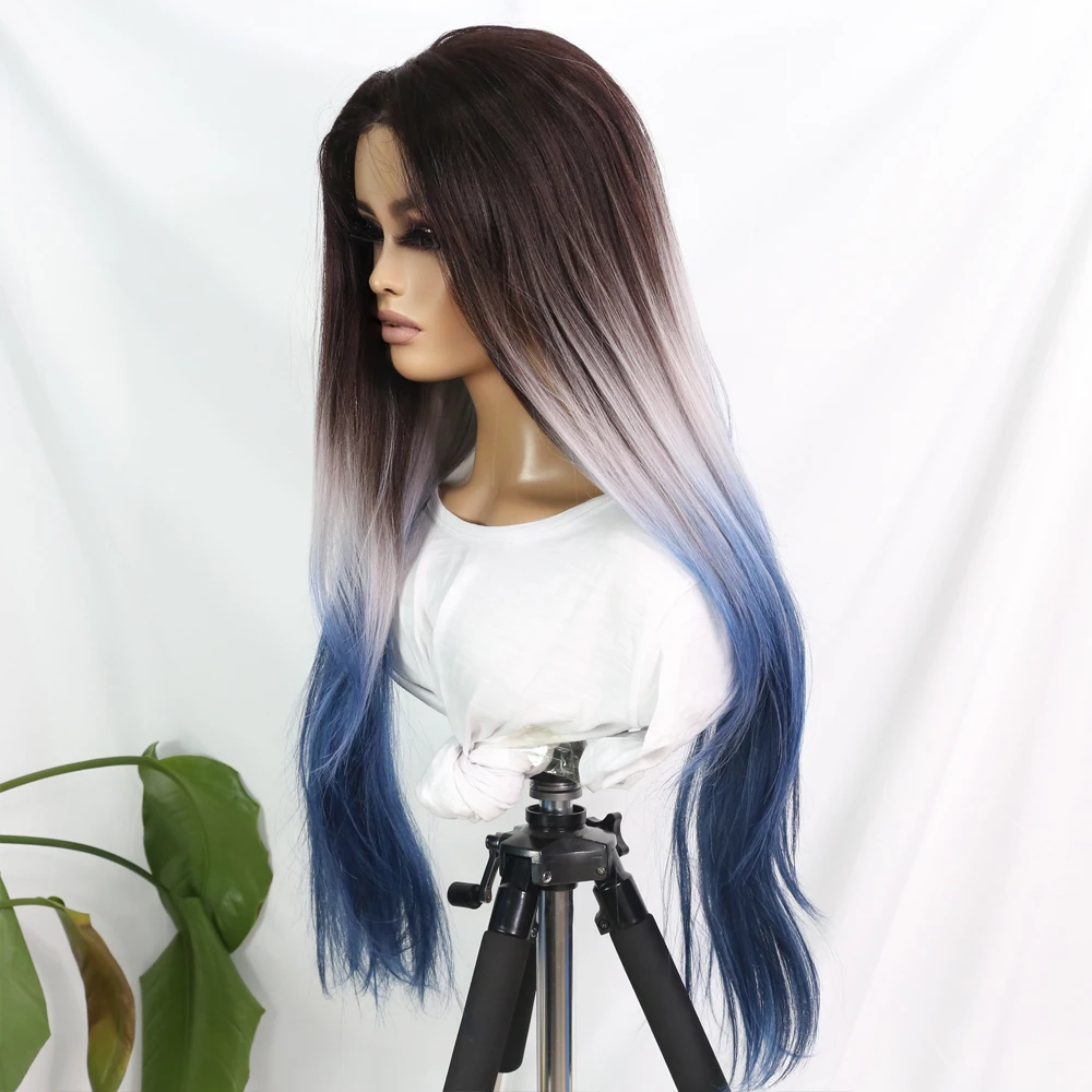 parte dianteira do laço longo do cabelo reto com o cabelo do bebê