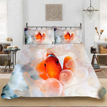 

Goldfish Animal Pattern King-Full Size Soft Bedding set Bedclothes Include Duvet Cover Pillowcase Print Home Textile Bed Linens