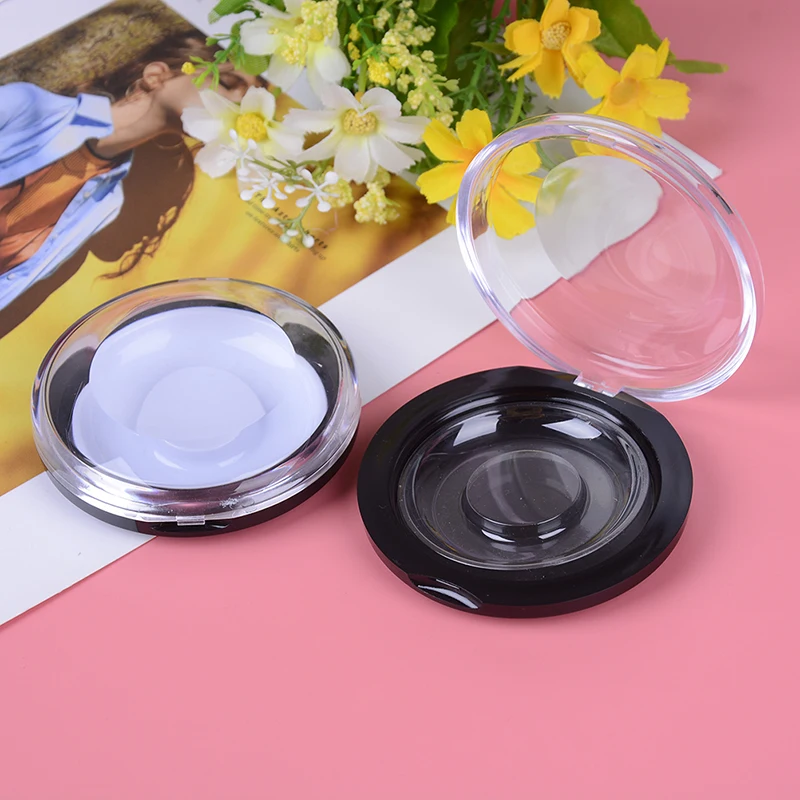 

3D Eyelash Round Box Black Transparent Inner Support Mane Magnetic Eyelashes Hard Packing Empty Case Storage Box