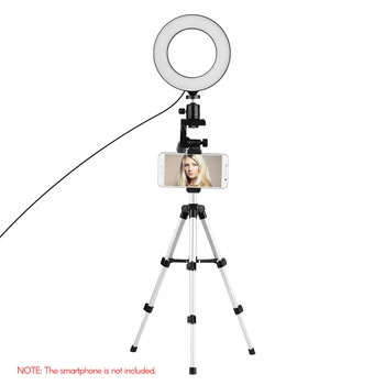 

Phone Live Streaming lamp Kit 6.3inch/16cm 2700K~6500K Bi-color Dimmable USB LED Ring Video Light + Tripod + BT Remote Contro