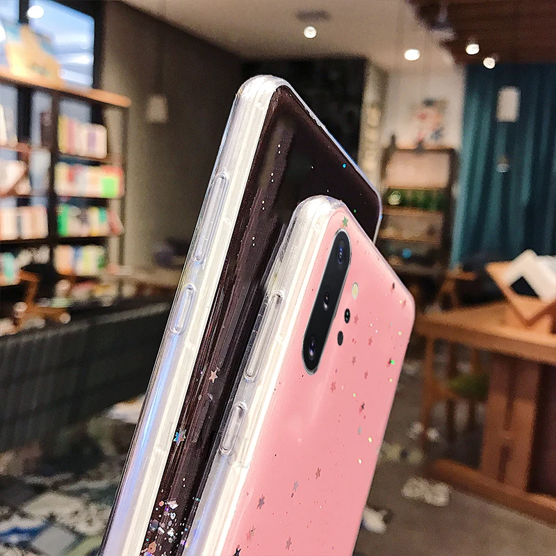 Роскошные Стразы с блестками силиконовый чехол для samsung Galaxy Note 10plus S10 S8 S9 Plus Note 8 Note 9 Love Star прозрачный чехол