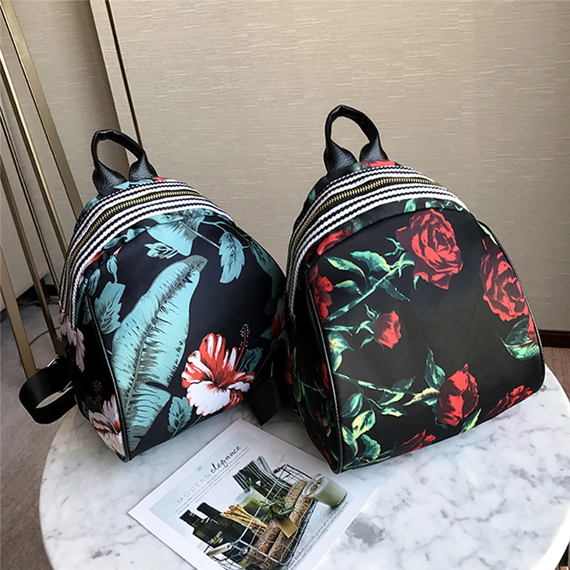 

Small Flower Floral Backpack Fashion Women Backpack Floral Print Zipper Backpack Female Schoolbag For Teenagers