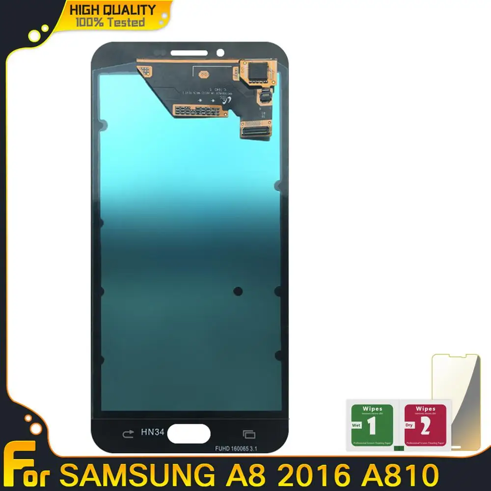ЖК-дисплей AMOLED для Samsung Galaxy A8 2016 A8100 A810 с сенсорным дигитайзером в сборе 100%